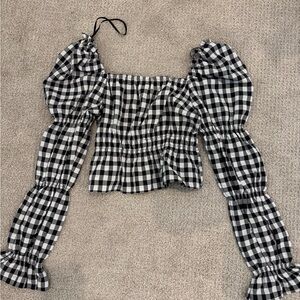 Black and White Checkered Women's Top